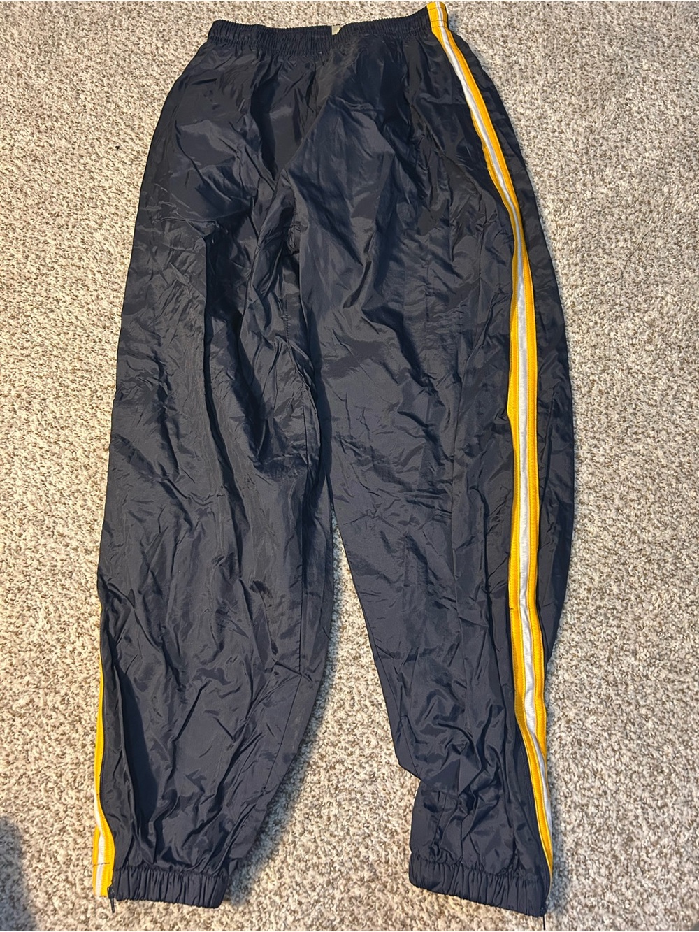 Steve & Barry's Navy Track Pants with Yellow & White Side Stripes